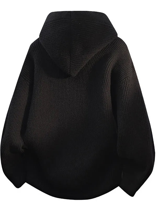 Autumn Casual Knitted Cardigan Loose Fit Zipper Coat