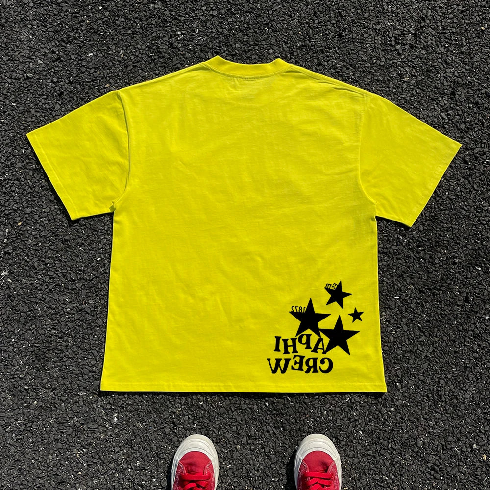 APHI Crew Short Sleeve T-Shirt Loose Fit round Neck for Men And Women