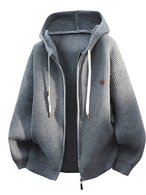 Autumn Casual Knitted Cardigan Loose Fit Zipper Coat