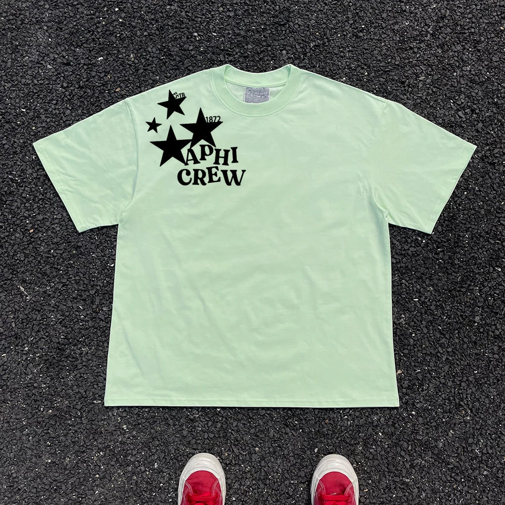 APHI Crew Short Sleeve T-Shirt Loose Fit round Neck for Men And Women