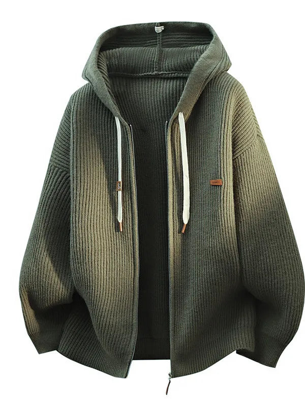 Autumn Casual Knitted Cardigan Loose Fit Zipper Coat
