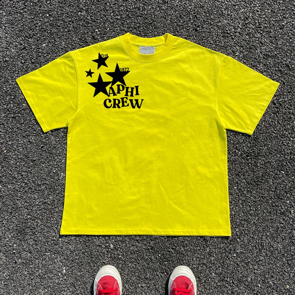 APHI Crew Short Sleeve T-Shirt Loose Fit round Neck for Men And Women