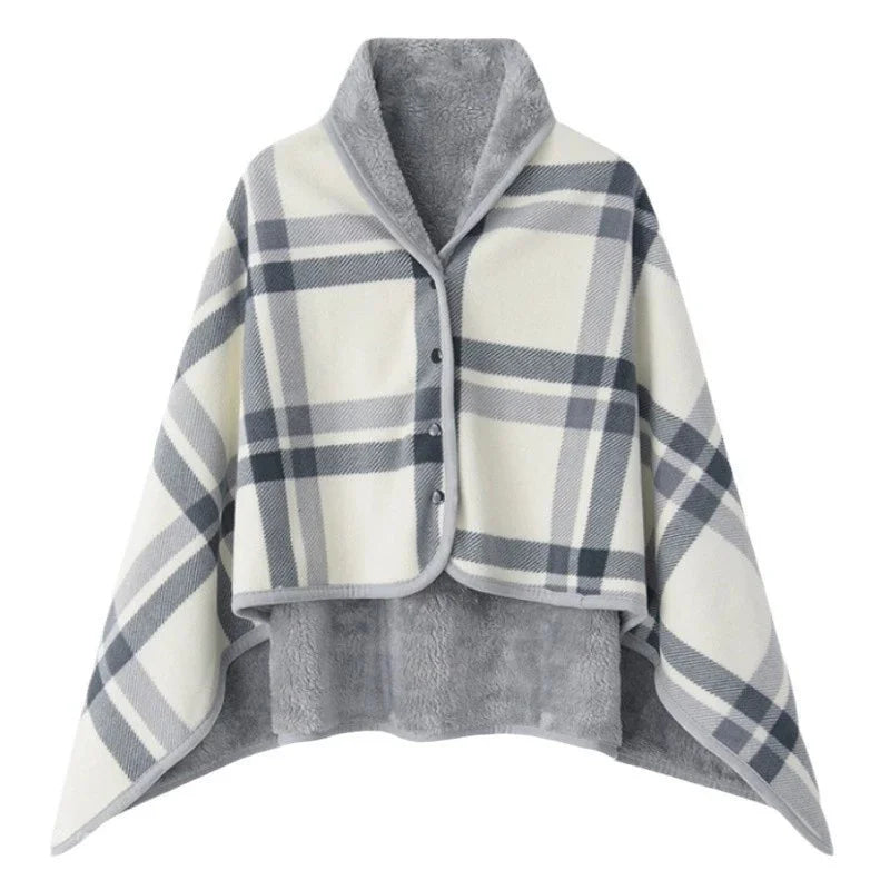Plaid Fleece Blanket Poncho