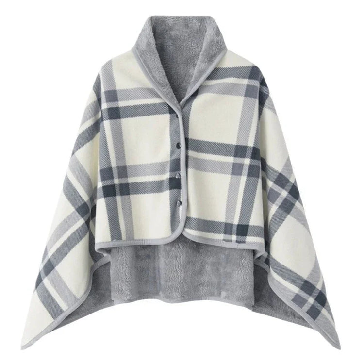 Plaid Fleece Blanket Poncho