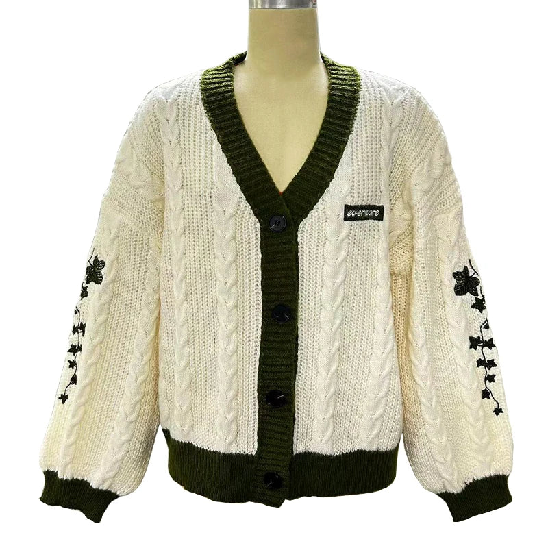 Cable-Knit Button-Down Cardigan