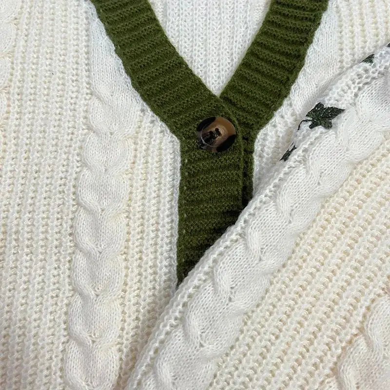 Cable-Knit Button-Down Cardigan