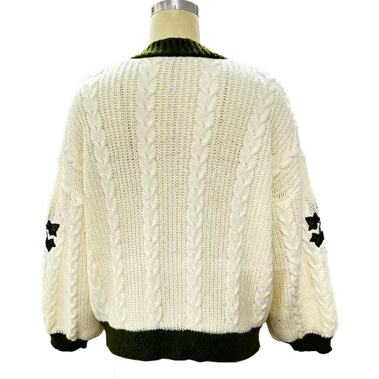 Cable-Knit Button-Down Cardigan