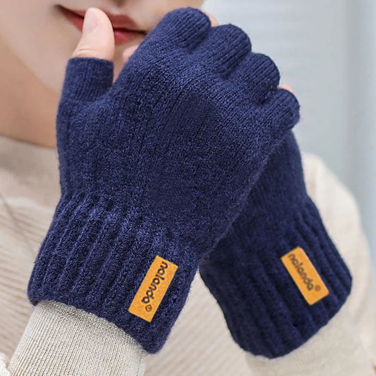 Cozy Knit Winter Fingerless Gloves - Warm Plush Knitted Gloves