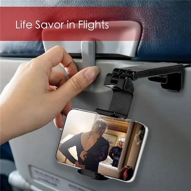 Foldable Tray Table Phone Mount - 360 Rotatable Adjustable Travel Stand for Flight, Train and Desk