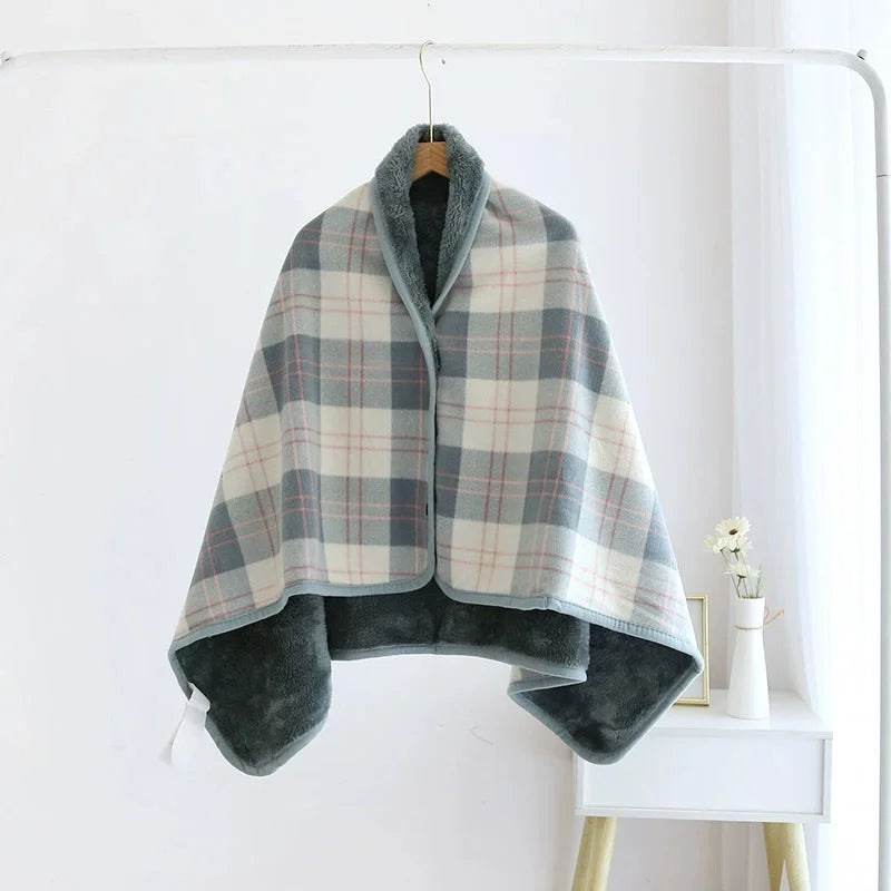 Plaid Fleece Blanket Poncho