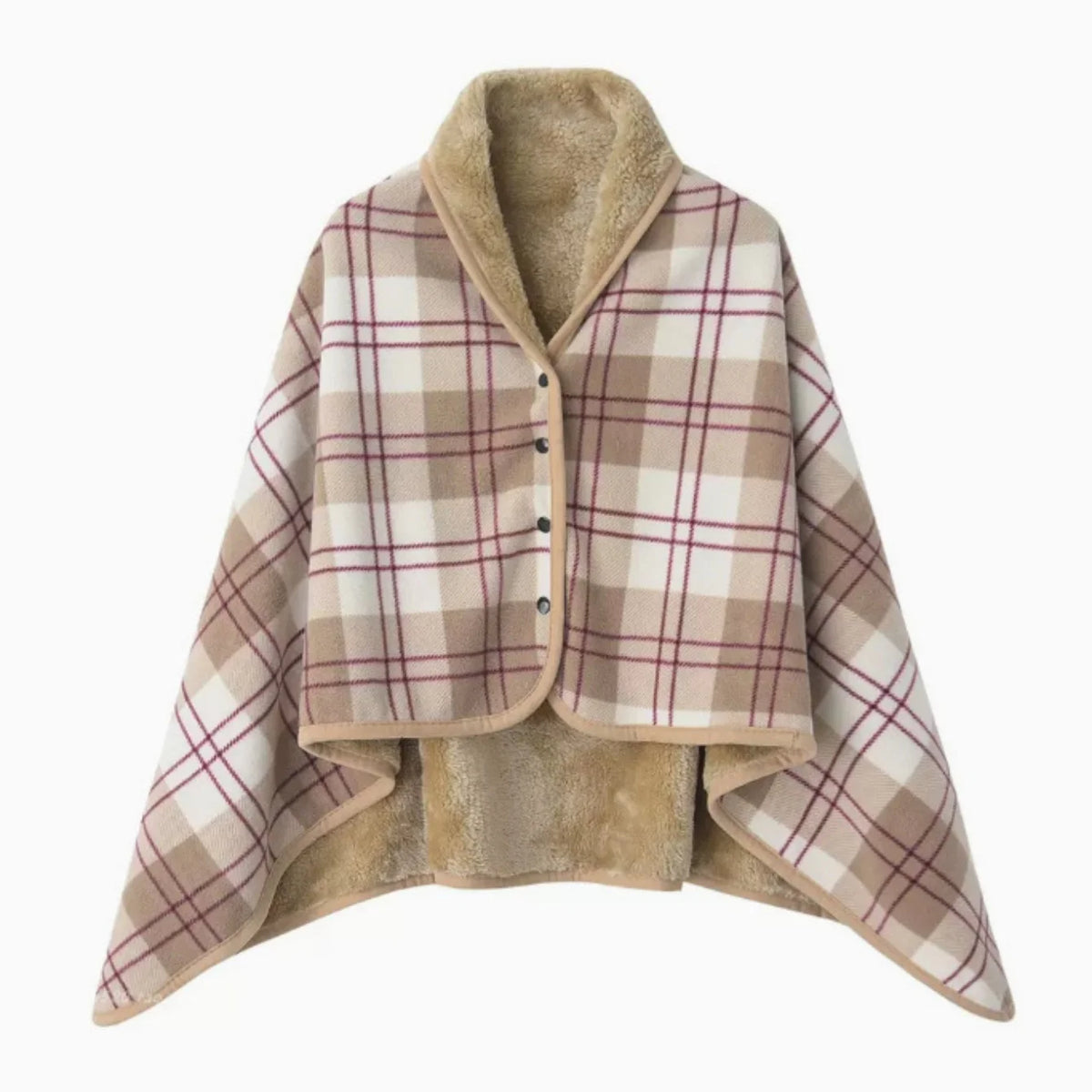 Plaid Fleece Blanket Poncho