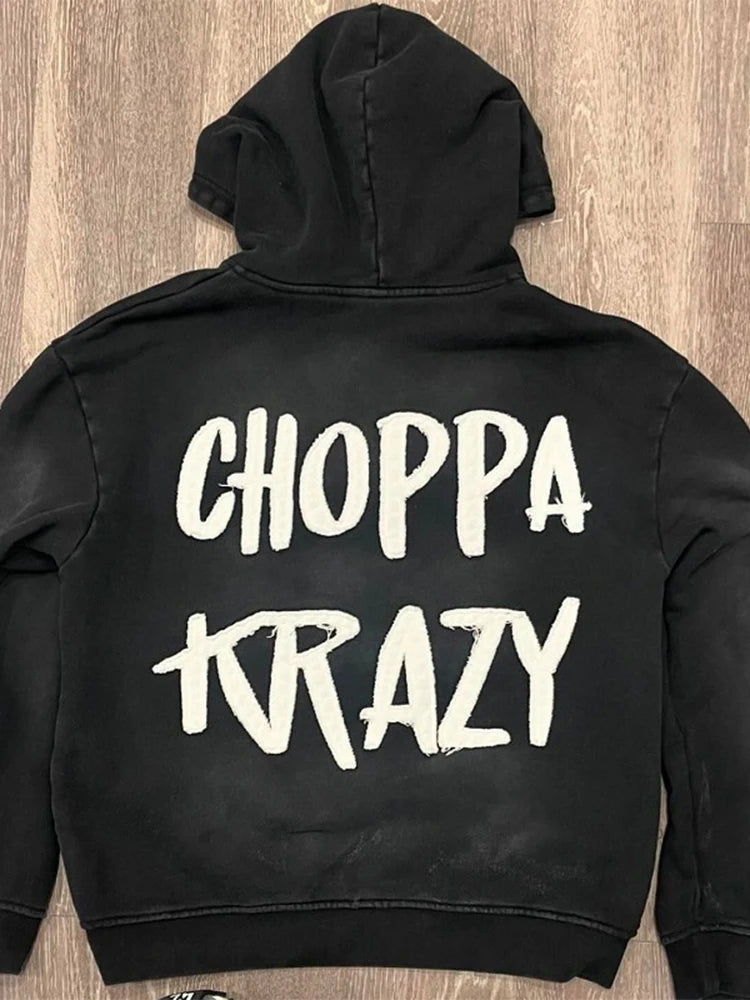 Relaxed-Fit Printed Zip-Up Hoodie