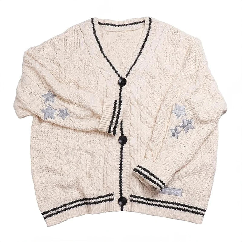 Cable-Knit Button-Down Cardigan