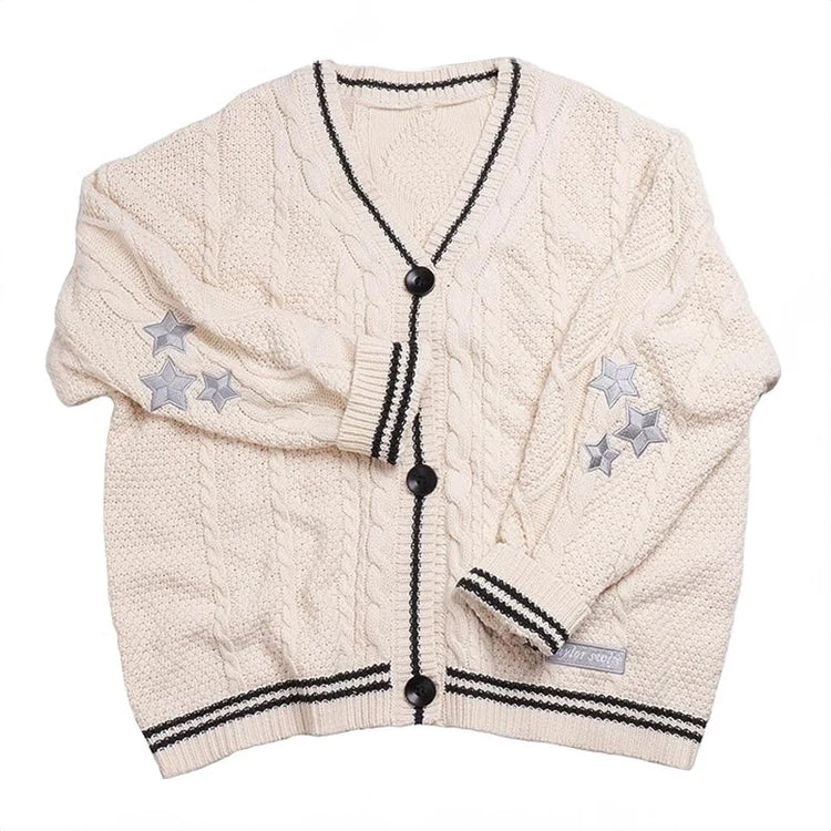 Cable-Knit Button-Down Cardigan