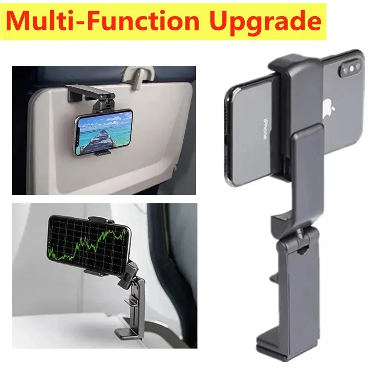 Foldable Tray Table Phone Mount - 360 Rotatable Adjustable Travel Stand for Flight, Train and Desk