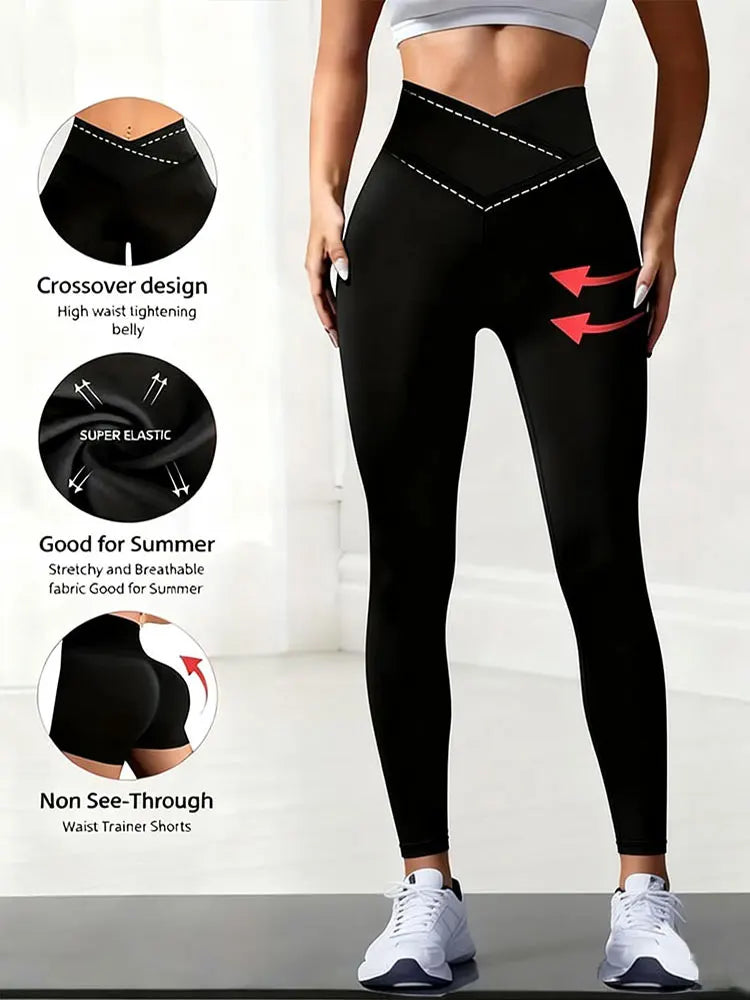 High Waist Tummy Control Leggings - Breathable Yoga Pants for Gym & Daily Wear