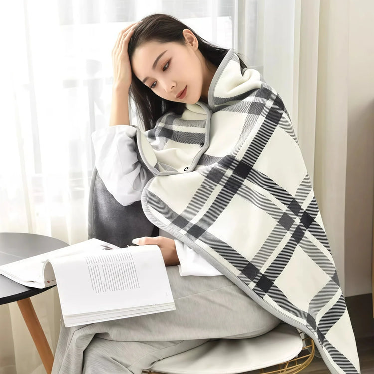 Plaid Fleece Blanket Poncho