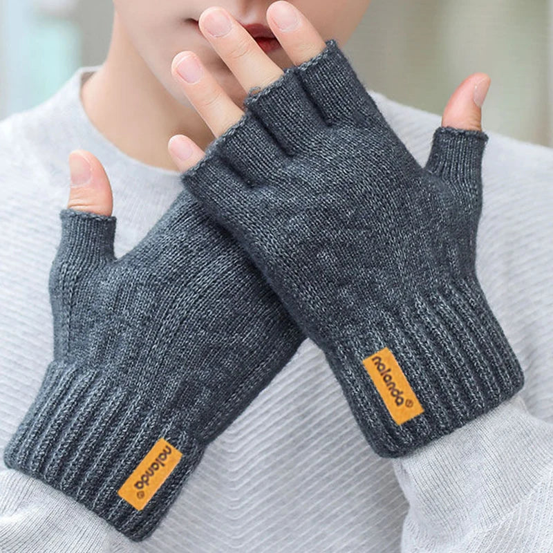 Cozy Knit Winter Fingerless Gloves - Warm Plush Knitted Gloves