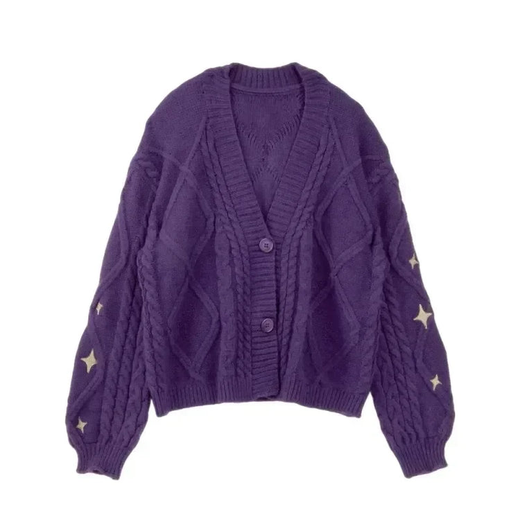 Cable-Knit Button-Down Cardigan