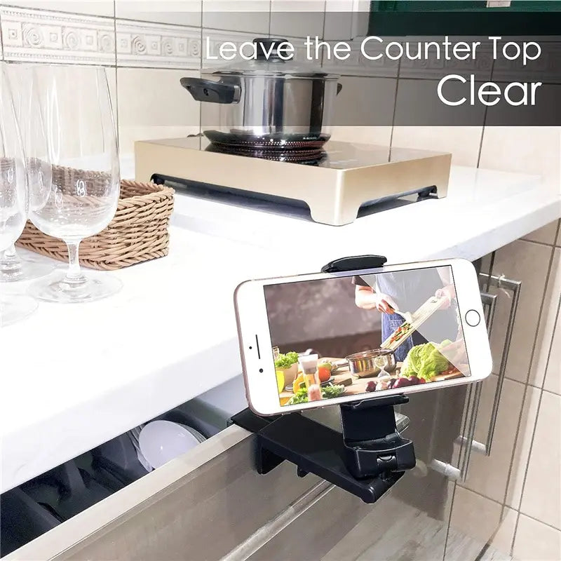 Foldable Tray Table Phone Mount - 360 Rotatable Adjustable Travel Stand for Flight, Train and Desk
