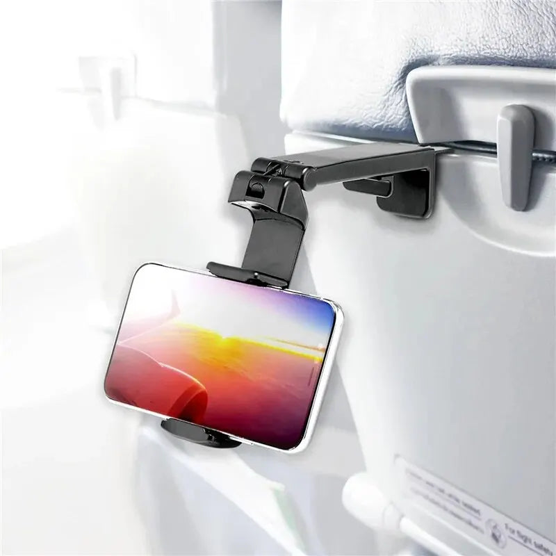 Foldable Tray Table Phone Mount - 360 Rotatable Adjustable Travel Stand for Flight, Train and Desk