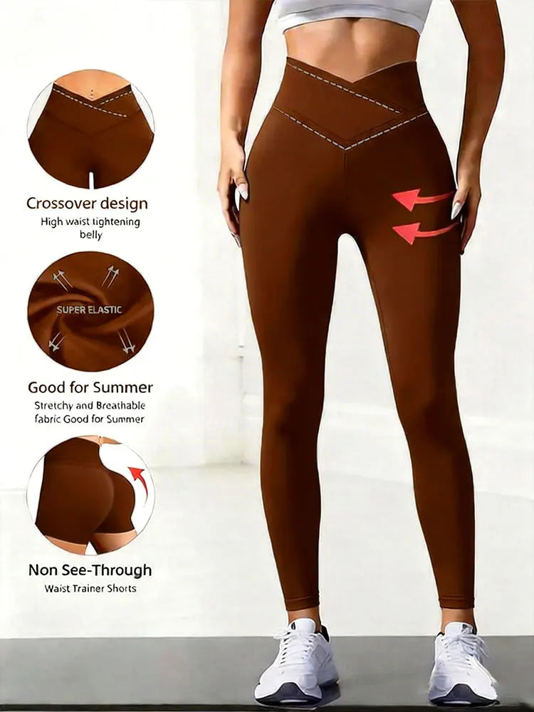 High Waist Tummy Control Leggings - Breathable Yoga Pants for Gym & Daily Wear