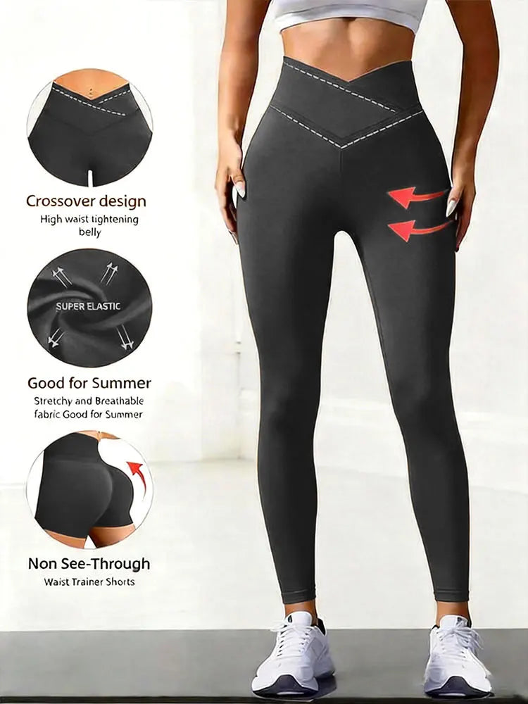 High Waist Tummy Control Leggings - Breathable Yoga Pants for Gym & Daily Wear