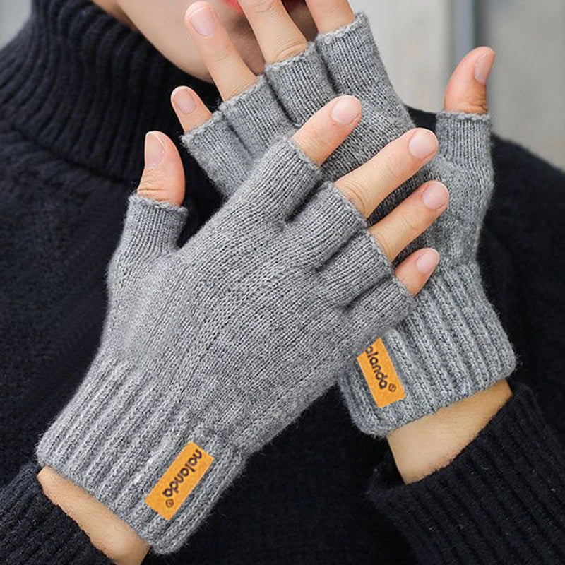 Cozy Knit Winter Fingerless Gloves - Warm Plush Knitted Gloves