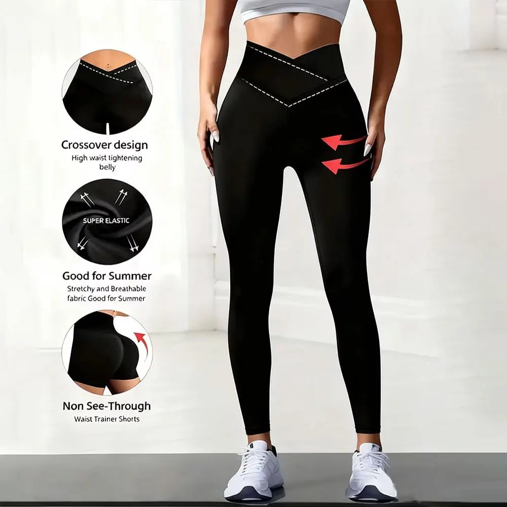 High Waist Tummy Control Leggings - Breathable Yoga Pants for Gym & Daily Wear