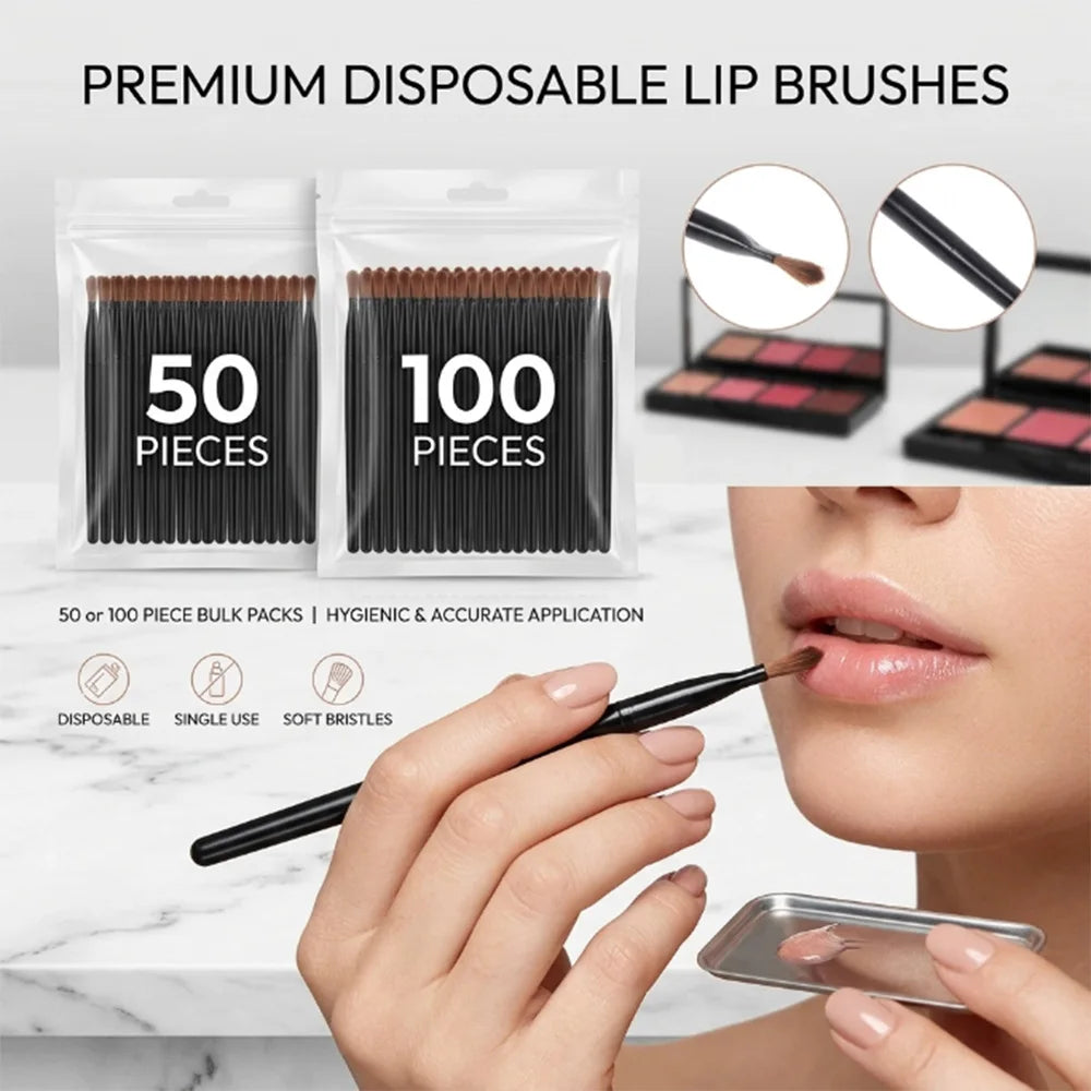 50/100pcs Disposable Lipstick Gloss Lip Brush