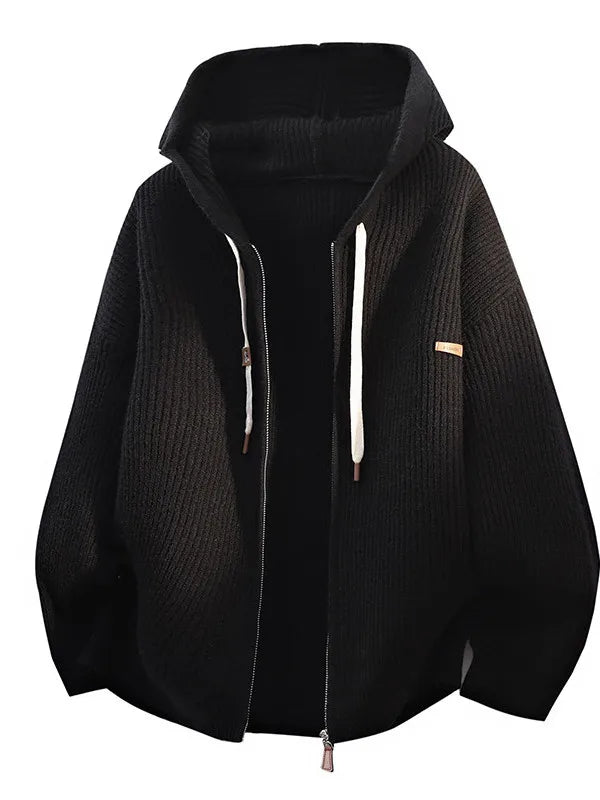 Autumn Casual Knitted Cardigan Loose Fit Zipper Coat